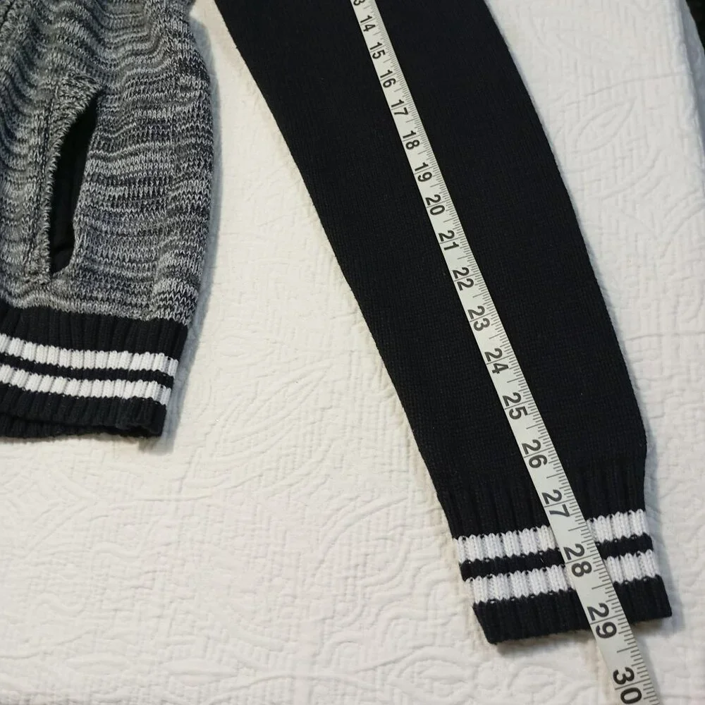 American Rag Jacket Medium Gray & Black Striped Cotton Full-Zip Ribbed Cuffs Hem - Picture 10 of 10